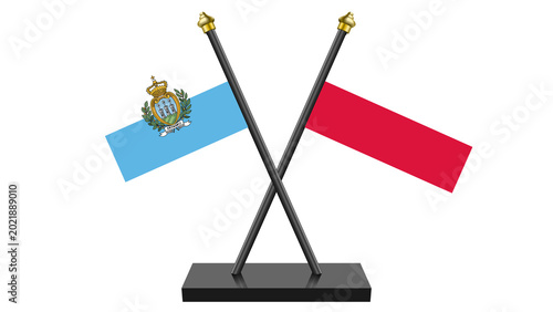 Принти на полотні Flag of Poland and San Marino