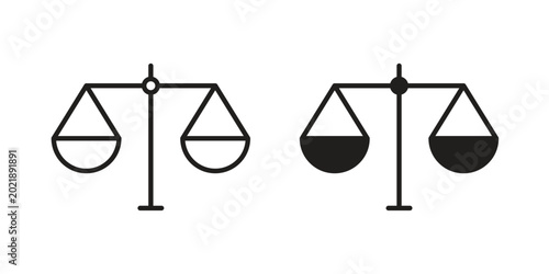 Photos Balance scale icon symbol. Flat Vector illustration set