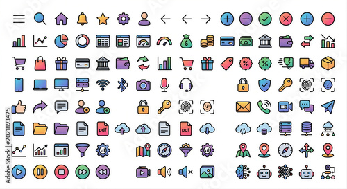 Photos set of icons for web design, android and Ios