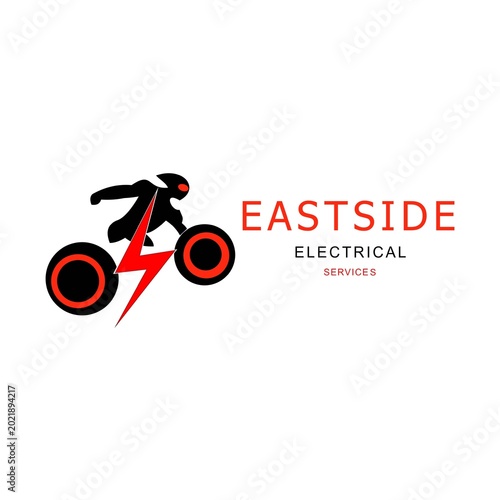 Bilde på lerret light-powered electric motorcycle ridden by a robot with a pointed helmet and ba