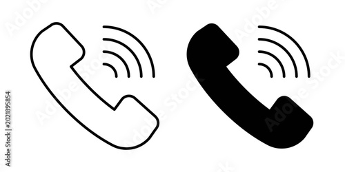 Obraz na płótnie Phone icon in outline and solid style, isolated on white background