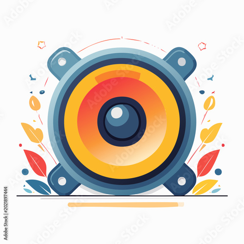 Stylized Speaker Icon with Floral Accents