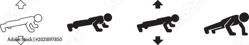 Fotografie Push Up Exercise Icons for Fitness Training and Workout Design.