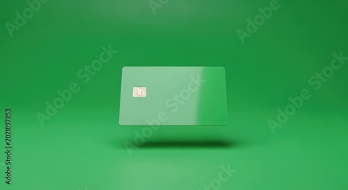 Green Credit Card Floating Contemporary Finance  Fintech Concept for Payment Solutions Contactless Purchases Secure Transactions Banking  Financial Services Innovation