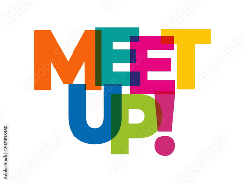 Vibrant colorful typography illustration of a social meeting event invitation