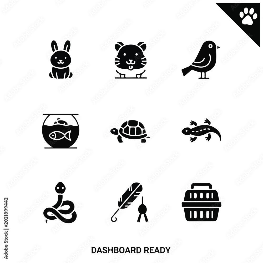 Obraz premium Black icons of various cute animals.