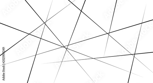 Bild auf Leinwand Chaotic abstract line seamless pattern with random geometric black lines and modern monochrome background texture