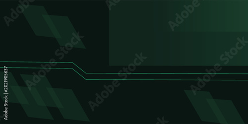 Abstract Green and Black Futuristic Technology Background with Neon Diagonal Stripes
