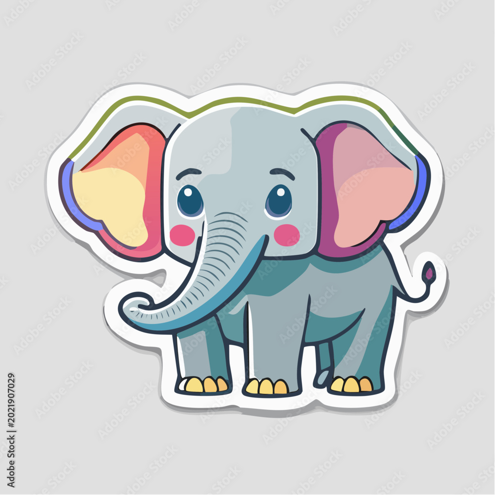 Fototapeta premium Cute Cartoon Elephant Sticker