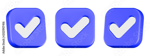 Foto checklist icon 3d render square button