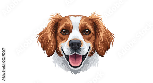 Happy Brown and White Spaniel Dog Face Mascot