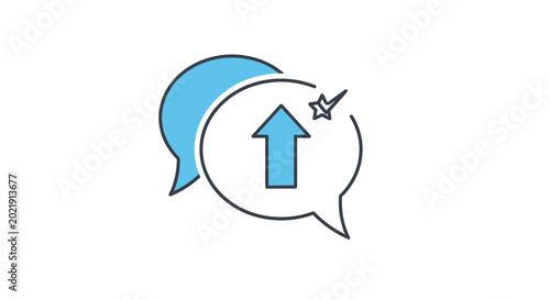 Chat Bubbles with Upward Arrow and Sparkle Icon - Communication Growth Concept