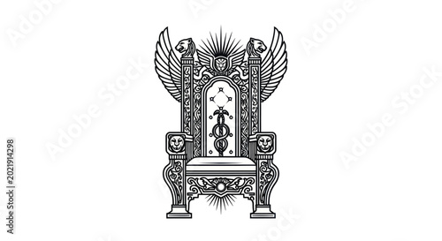 Tableau sur toile Ornate Throne with Eagle Wings and Egyptian Motifs