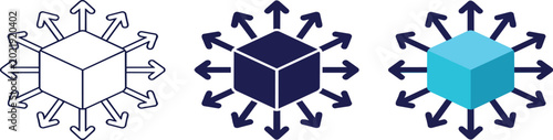 Bild auf Leinwand Data Distribution Network Cube Technology Icon Set