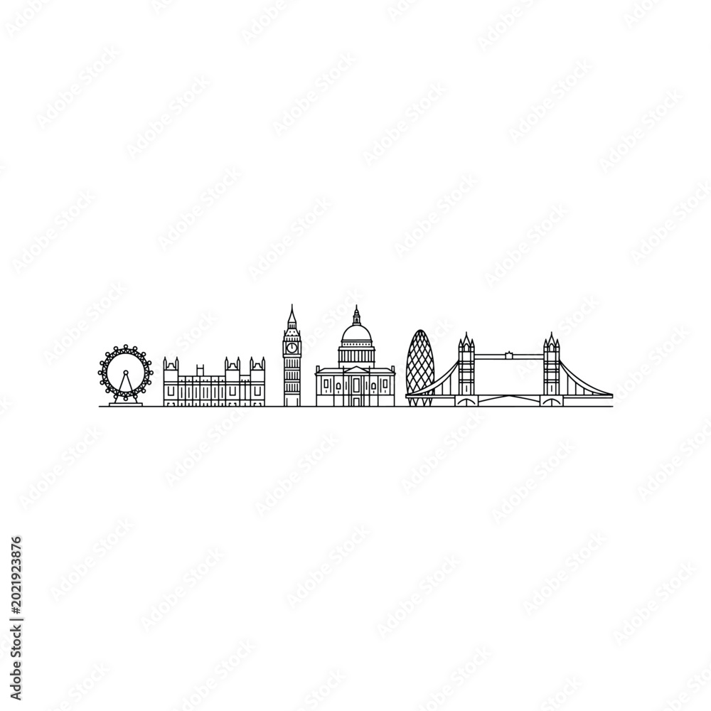 Fototapeta premium London monuments architecture silhouette vector icon