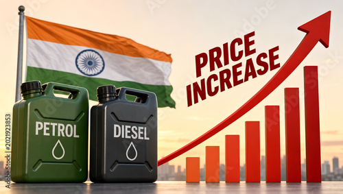 Petrol Diesel price rise in India concept