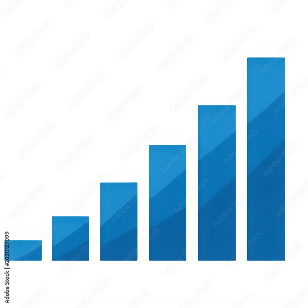 Fototapeta premium Growth bar chart with increasing blue bars