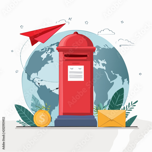Global Mail Delivery and Communication Concept