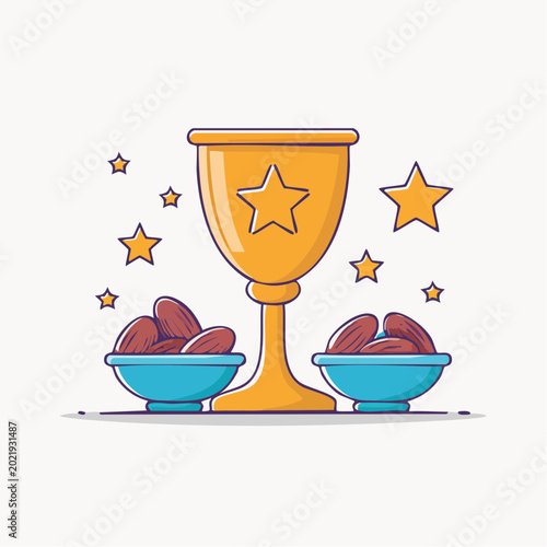 Golden Trophy with Dates and Stars