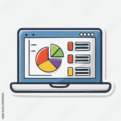 Laptop displaying pie chart and data