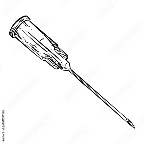 Bild auf Leinwand hypodermic needle vector line art hand drawn illustration