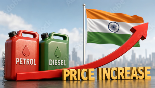 Petrol Diesel price rise in India concept
