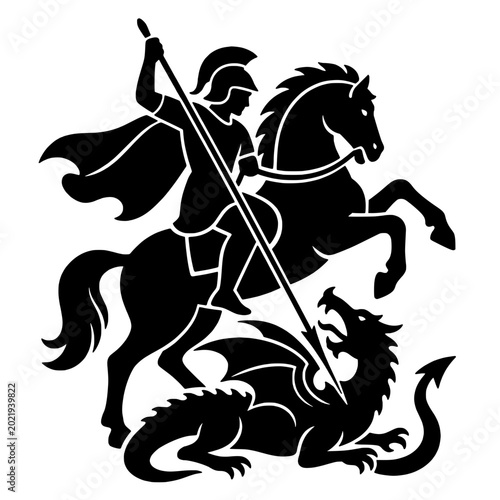 Saint George Slaying the Dragon Silhouette Illustration
