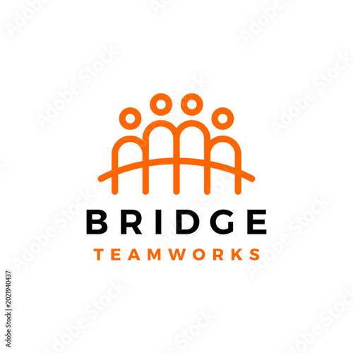 bridge people teamwork family logo vector icon illustration