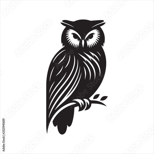 majestic Owl vector silhouette line art concept logo design idea illustration