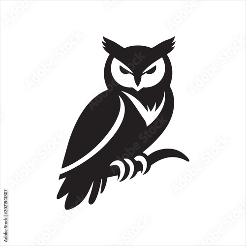 majestic Owl vector silhouette line art concept logo design idea illustration