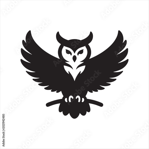 majestic Owl vector silhouette line art concept logo design idea illustration