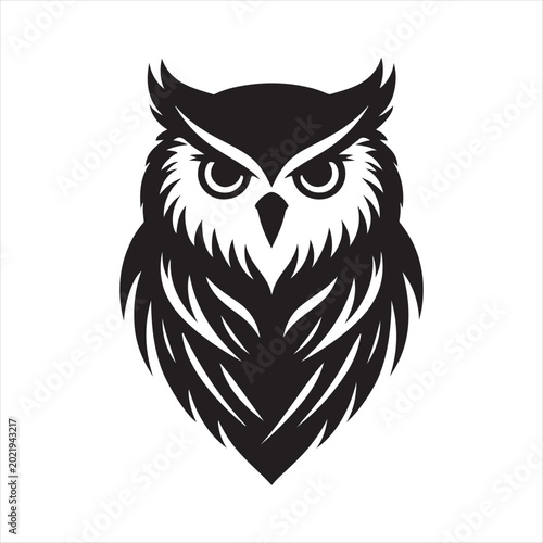 majestic Owl vector silhouette line art concept logo design idea illustration