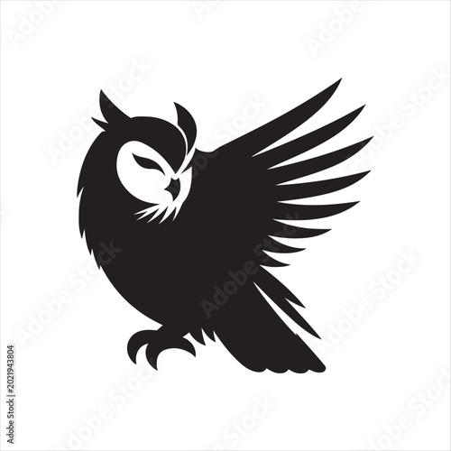 majestic Owl vector silhouette line art concept logo design idea illustration