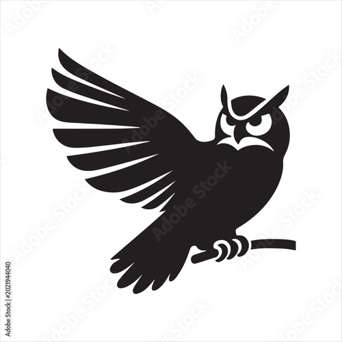 majestic Owl vector silhouette line art concept logo design idea illustration