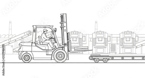 Canvas-taulu Forklift with attached trailer and driver.