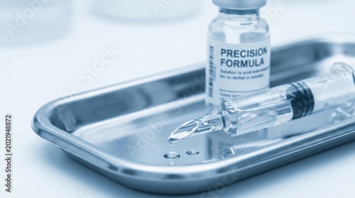 Medical syringe and precision formula vial.