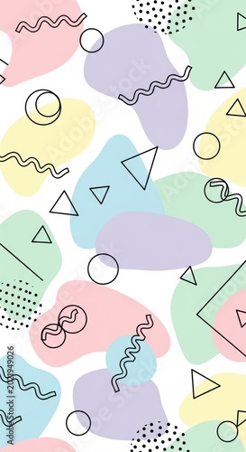 Colorful Abstract Geometric Background with Random Shapes and Patterns