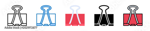 Binder Clip multiple style icons set design vector illustration. 