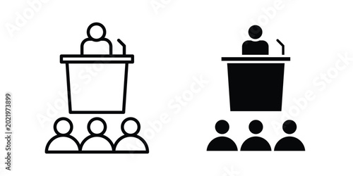 Foto Convention icon. Doodle Icon in Minimal Line Art Style