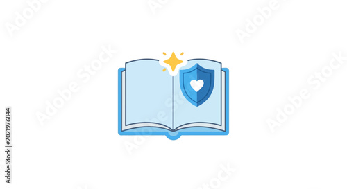 Schilderij op canvas Protected Book Icon with Heart Shield