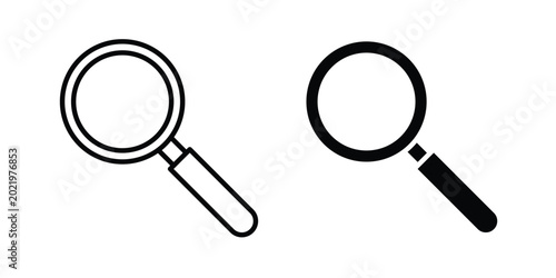 Magnifying glass icon. Doodle Icon in Minimal Line Art Style