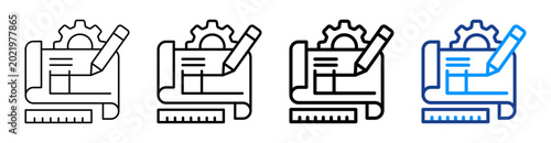 Blueprint Icon Different Style Outline Collection Set