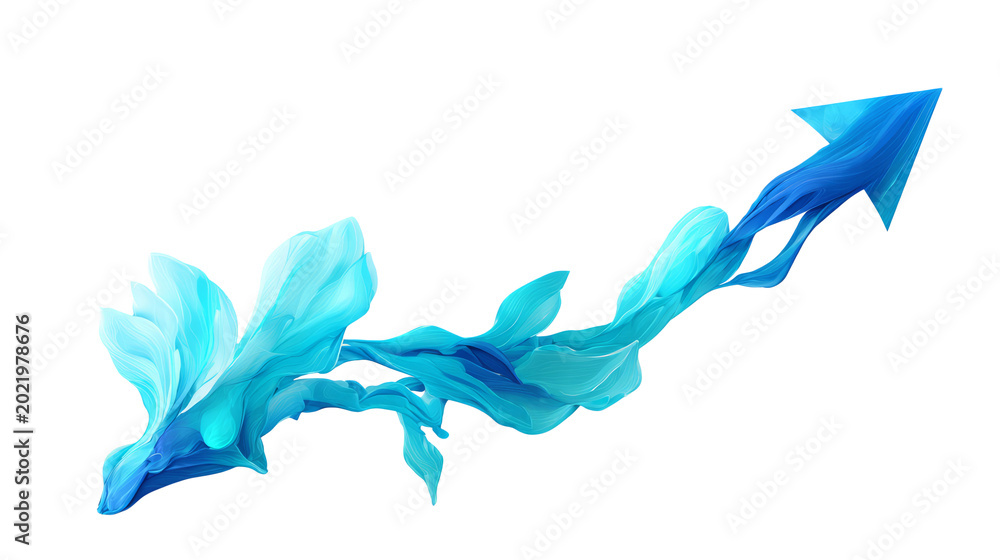 Obraz premium Blue ink forming upward arrow in abstract motion