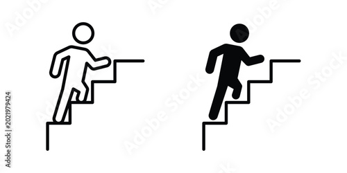 Bild auf Leinwand Stairs climbing icon. Doodle Icon in Minimal Line Art Style