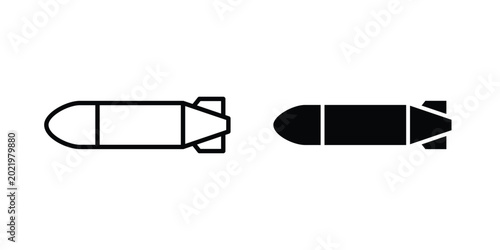 Cuadro en lienzo Torpedo icon. Doodle Icon in Minimal Line Art Style