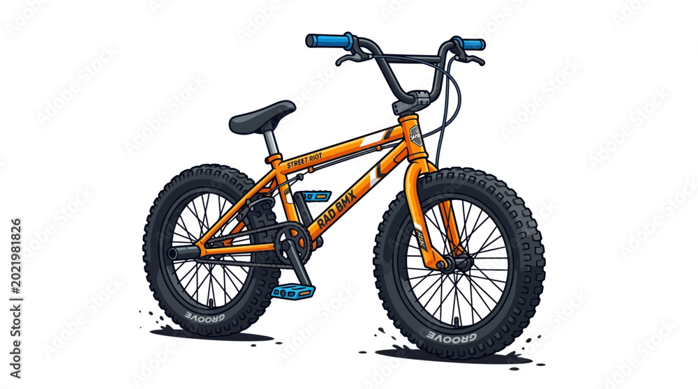 Fototapeta premium Orange BMX bike with fat tires on white background