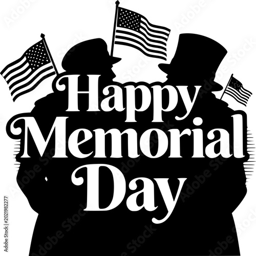 Remembering Heroes: A silhouette of figures and flags marks a solemn tribute to those who gave their all, a visual echo of patriotism and the profound respect on a day of remembrance.