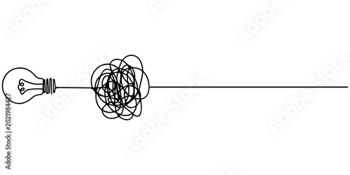 Fotografie light bulb tangled, chaotic scribble