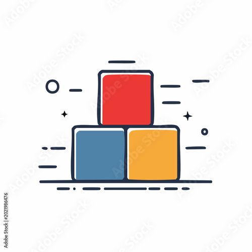 Stack of Colorful Building Blocks Icon
