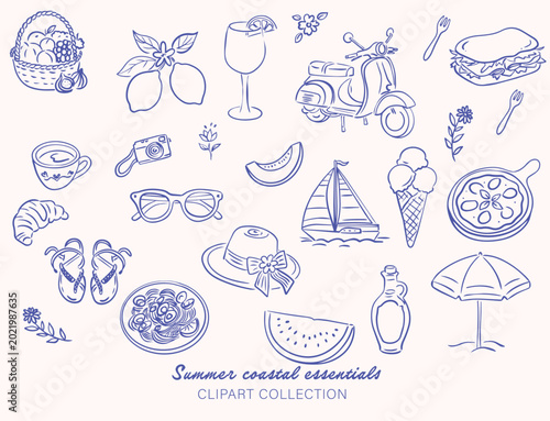 Hand Drawn Summer Clipart Collection Coastal Essentials Set